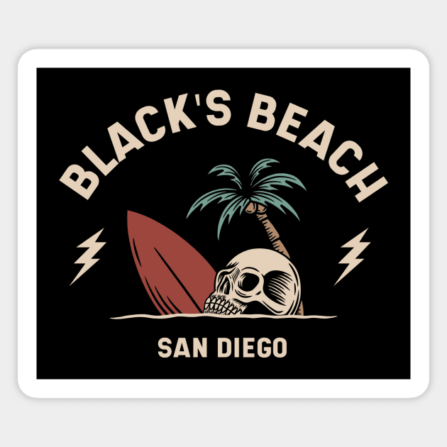 Vintage Surfing Black's Beach, San Diego Sticker by SLAG_Creative